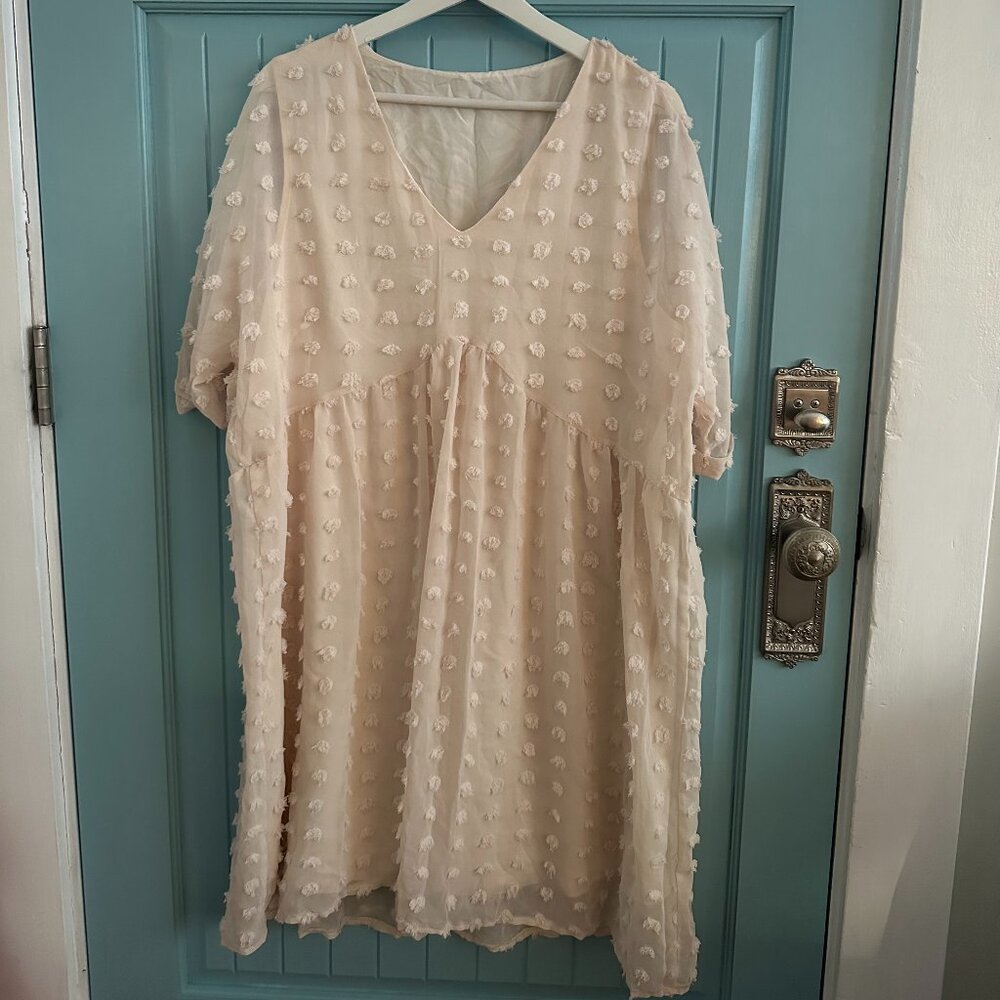 Cream Textured Babydoll Dress / Tunic – Amazon (No Brand) Size XL